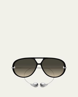 Bottega Veneta Geometric Acetate & Metal Alloy Aviator Sunglasses