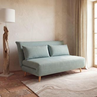 Maisons du monde Sof&aacute; cama de 2 plazas de tela verde agua