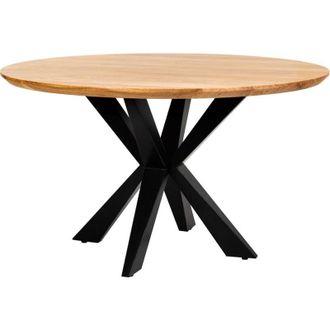 Wanderlust Deco Mesa De Comedor Redonda Borde Suizo De Madera De Acacia D130x77