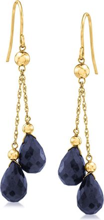 Ross-Simons Sapphire Double-Drop Earrings in 14kt Yellow Gold