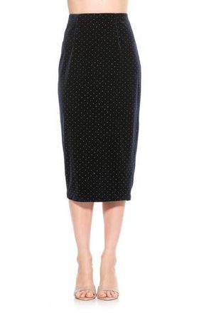 Alexia Admor Jayden Studded Velvet Midi Skirt in Navy at Nordstrom Rack, Size 10