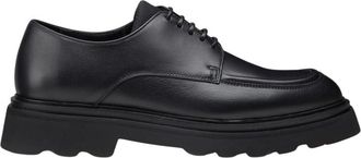 Doucal's Leren Derby Schoenen - Dames - Veterschoenen - Zwart - 41 EU - Leer - Schoenen