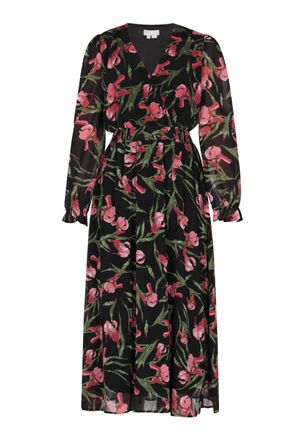 Usha Jurk Dames Zwart Veelkleurig