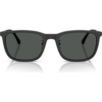 Emporio Armani 56mm Square Sunglasses in Matte Black /Dark Grey at Nordstrom