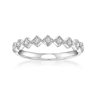 RS Pure by Ross-Simons Diamond Square-Pattern Ring in Sterling Silver