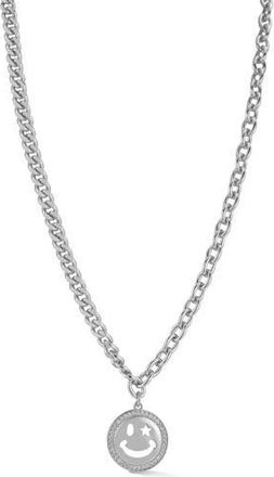 Chloe and Madison Smiley Pendant Necklace in Silver at Nordstrom Rack