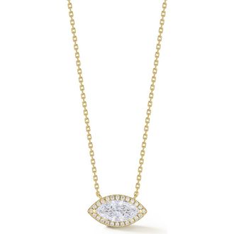 Glaze Jewelry Marquise Cut Moissanite Halo Pendant Necklace in Gold at Nordstrom Rack