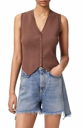 AllSaints Cruz Rib Vest in Penny Brown at Nordstrom, Size X-Small