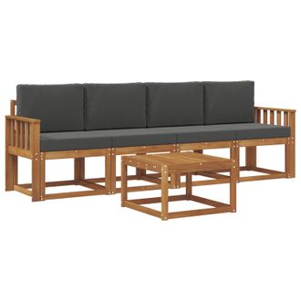 vidaXL Conjunto De Sof&aacute;s De Exterior 5 Pcs Natural Y Antracita Vidaxl