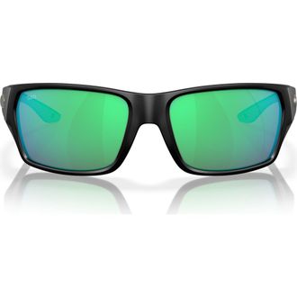 Costa Tailfin 60mm Polarized Sunglasses in Black/Green Mirror at Nordstrom