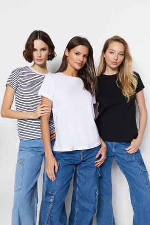 Trendyol Vrouw/Meisje Ronde hals T-shirt 3 pak