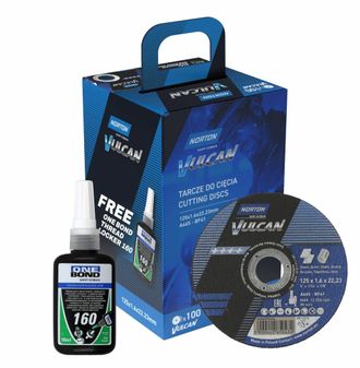 Norton Discos De Corte Y Fibra Norton Vulcan, 125mm X 1mm, Corte De Metal E Inox, Pack De 100 Unidades + 2 Paquetes De Fibra, Alta Velocidad Y Precisi&oacute;n Prof