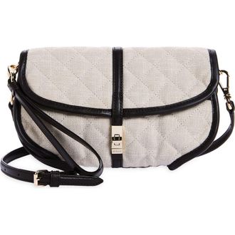 MZ Wallace Small Astor Convertible Quilted Linen Clutch in Sandy Linen at Nordstrom