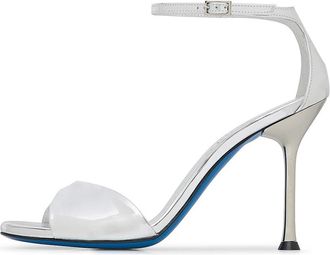 Loriblu Mirror Leather Sandal - Dames - Sandalen met hakken - Grijs - 36 EU - Leer - Schoenen