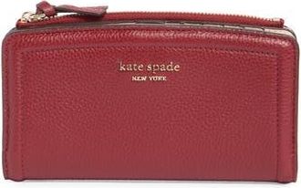Kate Spade New York knott pebble leather slim zip wallet in Autumnal Red at Nordstrom Rack