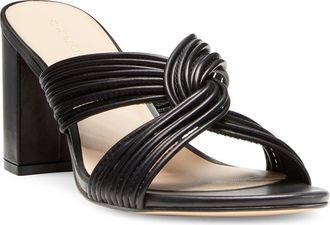 Stuart Weitzman Twist Block Heel Slide Sandal in Black at Nordstrom Rack, Size 5.5