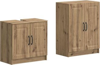 vidaXL Juego De Gabinete De Ba&ntilde;o De 2 Piezas Utrecht Roble Artisan Vidaxl