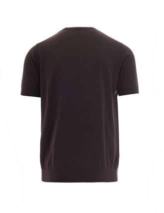 Paolo Pecora Mens T-Shirt Lightweight Knit, Brown Silk T-Shirts And Polos