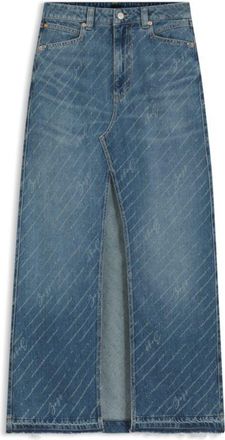 BOSS Denim skirt with logo pinstripe pattern and front slit