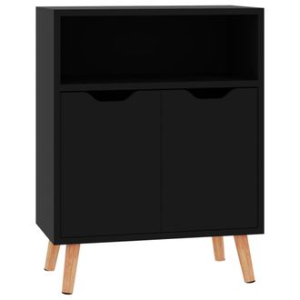 vidaXL Vidaxl - Aparador De Madera De Ingenier&iacute;a Negro Brillo 60x30x72 Cm