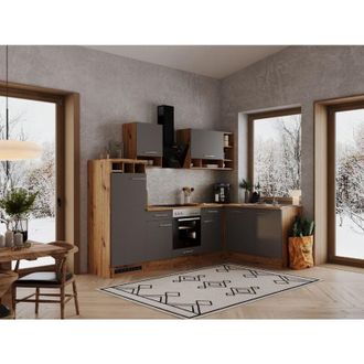 Respekta Cucina blocco cucina blocco cucina angolo cucina rovere grigio Hilde 280x172 cm Respecta