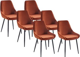 Vente-Unique Juego de 6 sillas - Terciopelo y metal negro - Terracota - MASURIE