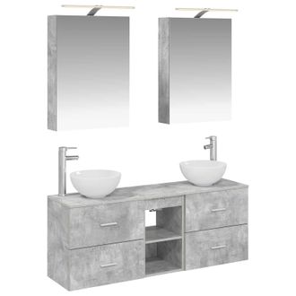 vidaXL Juego De Muebles De Ba&ntilde;o 5 Uds. Gris Hormig&oacute;n Vidaxl