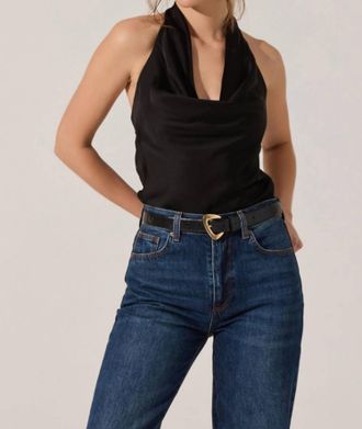 Astr Zelenka Cowl Neck Halter Top In Black