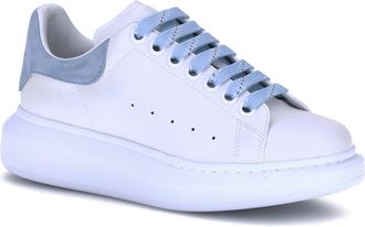 Alexander McQueen Womens Leather Sneakers White-Powder Blue White/powder