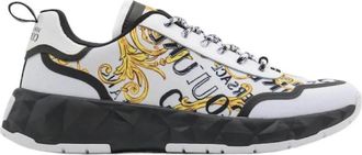 Versace Jeans Couture Witte Heren Sneakers met Barokprint - Maat 42 - Heren - Sneakers - Veelkleurig - 41 EU - Nylon - Schoenen