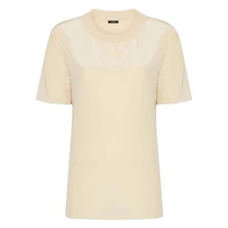 Joseph Zijde Beige Blouse met Korte Mouwen - Dames - T-shirts - Beige - XS - Tops