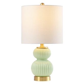 Jonathan Y Designs Daphne Ribbed Metal/Glass LED Table Lamp in Mint Green at Nordstrom