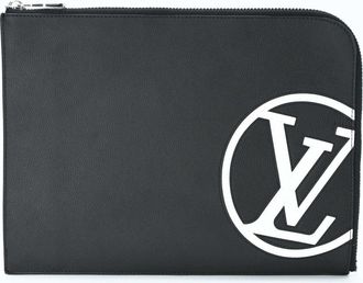 Louis Vuitton Black Leather Clutch Bag Pochette (Pre-Owned)