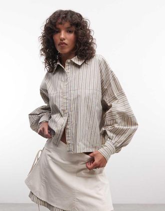 Daisy Street Camicia corta squadrata a righe multicolore in coordinato