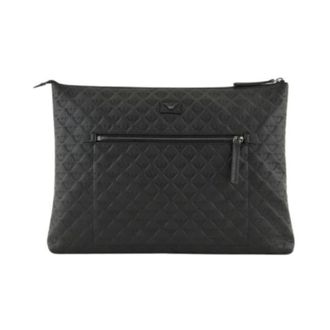 Emporio Armani Bags, male, Black, Size: ONE SIZE Leather document holder with all-over embossed eagle