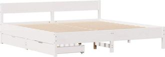 vidaXL Vidaxl - Bed Frame without Mattress White 180x200 cm Super King Solid Wood Pine