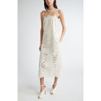 Zimmermann Rhiannon Guipure Lace Trim Cotton Midi Dress in Ivory at Nordstrom Rack, Size 2 (Fits Like 8 Us)
