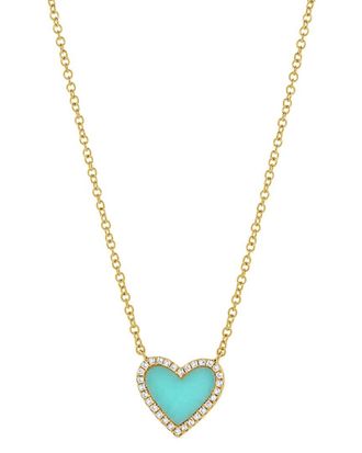 Sabrina Designs 14K 0.63 Ct. Tw. Diamond & Turquoise Heart Necklace