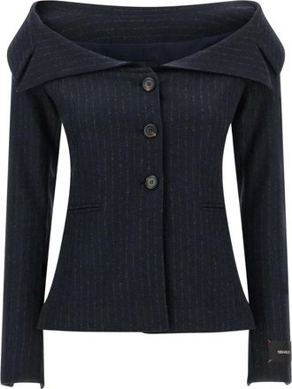 Pinko Biancale Blazer - Dames - Blazers - Blauw - M - Wol - Jassen