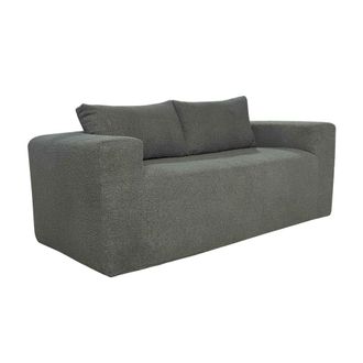 Oviala Sof&aacute; de 2 plazas en tejido de rizo con cojines verde L 160 cm