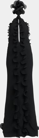 Tom Ford Silk Crepe Ruffled Halter Evening Dress