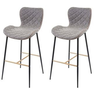 Hhg Non utilizzato] Coppia sgabelli con poggiapiedi HHG 956 acciaio ecopelle grigio