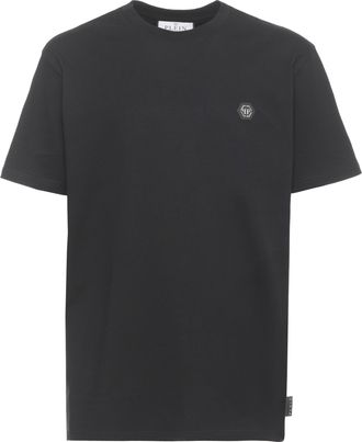 Philipp Plein Black Hexagon Metallic Logo Cotton T-Shirt