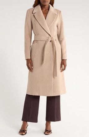 Bernardo Belted Wool Blend Longline Coat in Oatmeal at Nordstrom Rack, Size Xx-Large