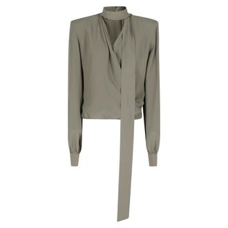 Federica Tosi Blouses, female, Green, Size: XS Crossover Blouse With Scarf