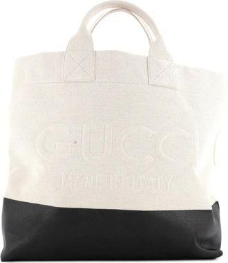 Gucci Logo Embossed Open Canvas tote bag - Toni neutri