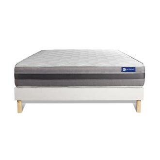 Actisom Somier blanco + colch&oacute;n con espuma viscoel&aacute;stica 120 x 190