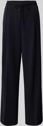 Zero Hose mit weitem Bein und Bindeg&uuml;rtel in Marine, Gr&ouml;&szlig;e 34