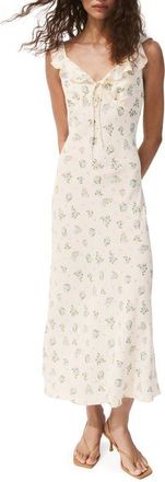 Mango Floral Ruffle Strap Dress in Ecru at Nordstrom, Size 10