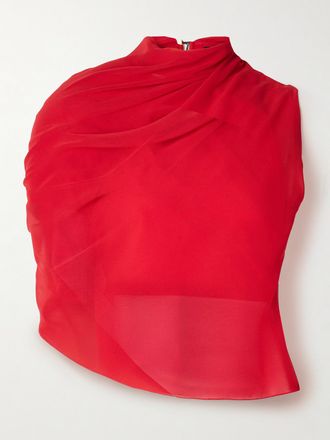 Jacquemus Top Monospalla Cut-out In Cr&ecirc;pe Drappeggiato Pablo - Rosso